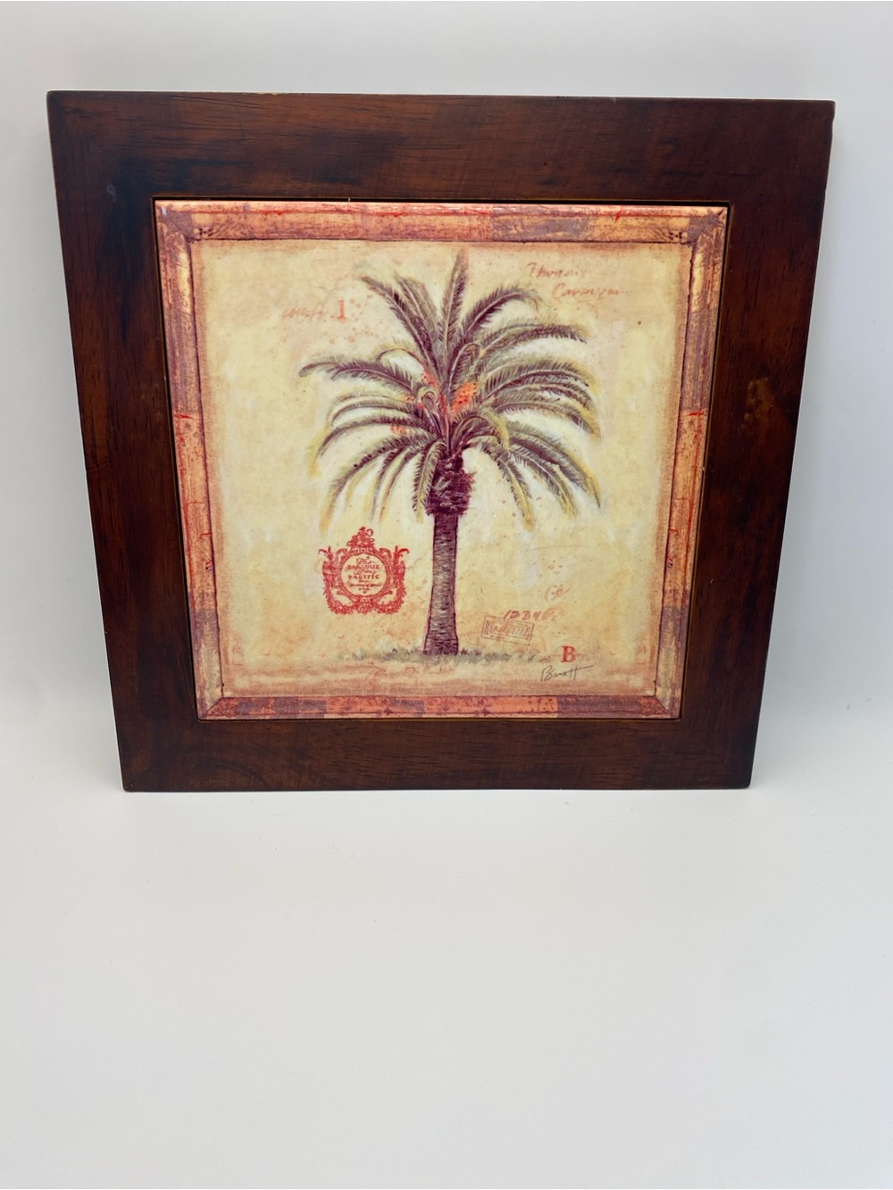 “Island Palm”Wall Art Print by Chad Barrett in Brown Wood Frame